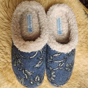 Sundance Blue Sequin Slippers